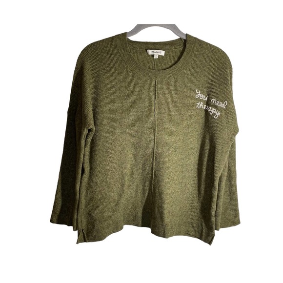 Madewell Tops - Madewell You Need Therapy Long Sleeve Wool Blend Thermal Knit Top Green Size XS